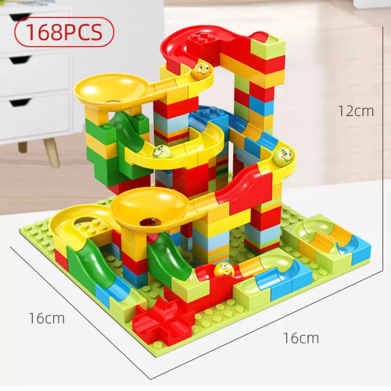 Multi-track slide blocos de construção brinquedo de quebra-cabeça educacional para crianças 3-6 abs peças grandes e pequenas criativo diy construção diversão