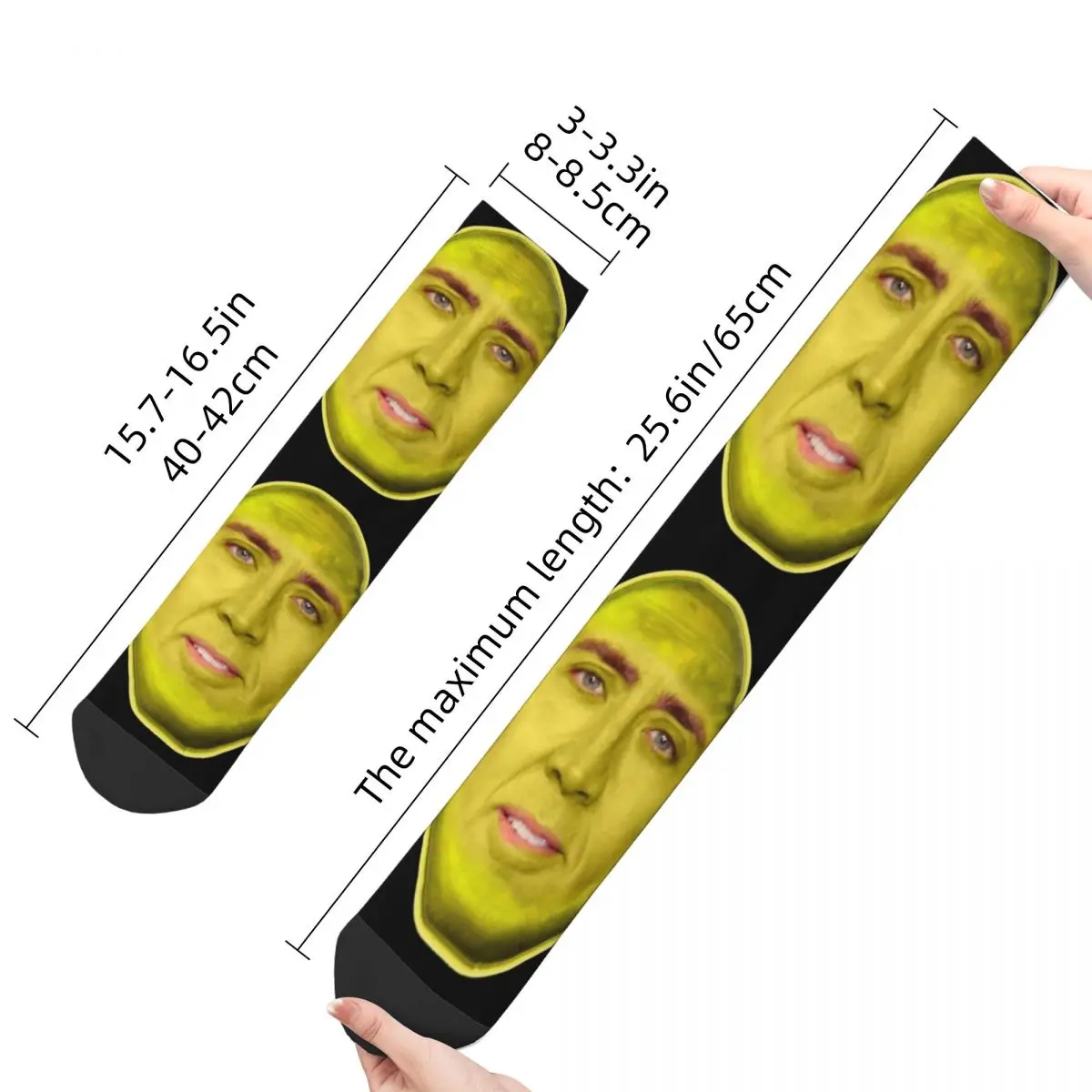 Nicholas Cage Face Merchandise Socks Cozy Parody Graphic Crew Socks Warm for Unisex Little Small Gifts