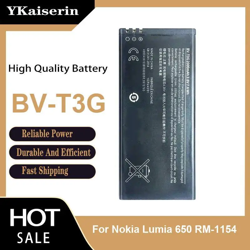 

Для Nokia Lumia 650 RM-1154 аккумулятор мобильного телефона 2000 мАч BV-T3G стабильный источник питания