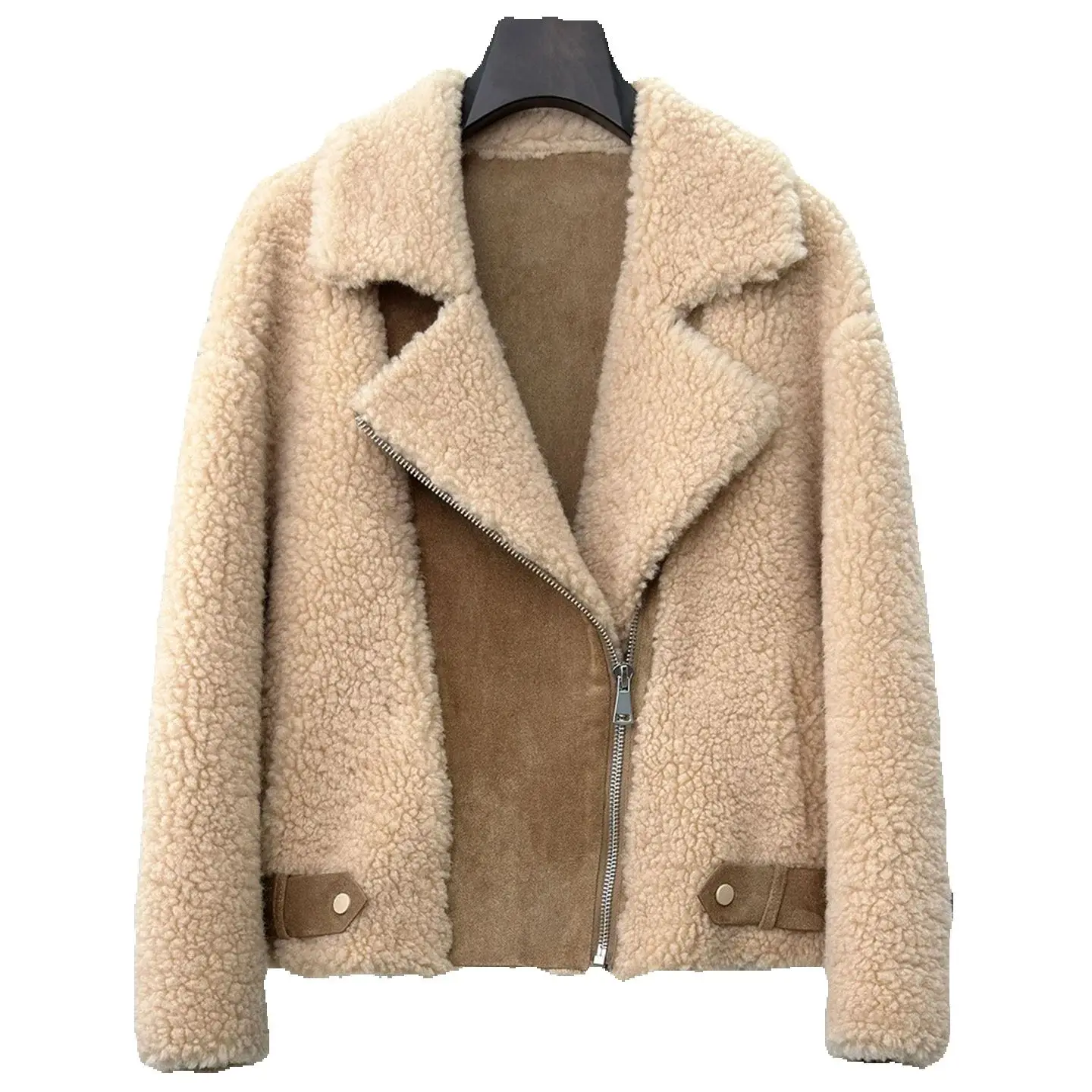 

Новая зимняя универсальная модная короткая, свободная, повседневная и универсальная дубленка из овчины и меха 202.