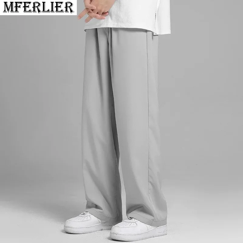 

Spring Summer Men's Sweatpants Korean Fashion Drawstring Waist Casual Track Pants Male Sportswear Loose Straight Draped Trousers