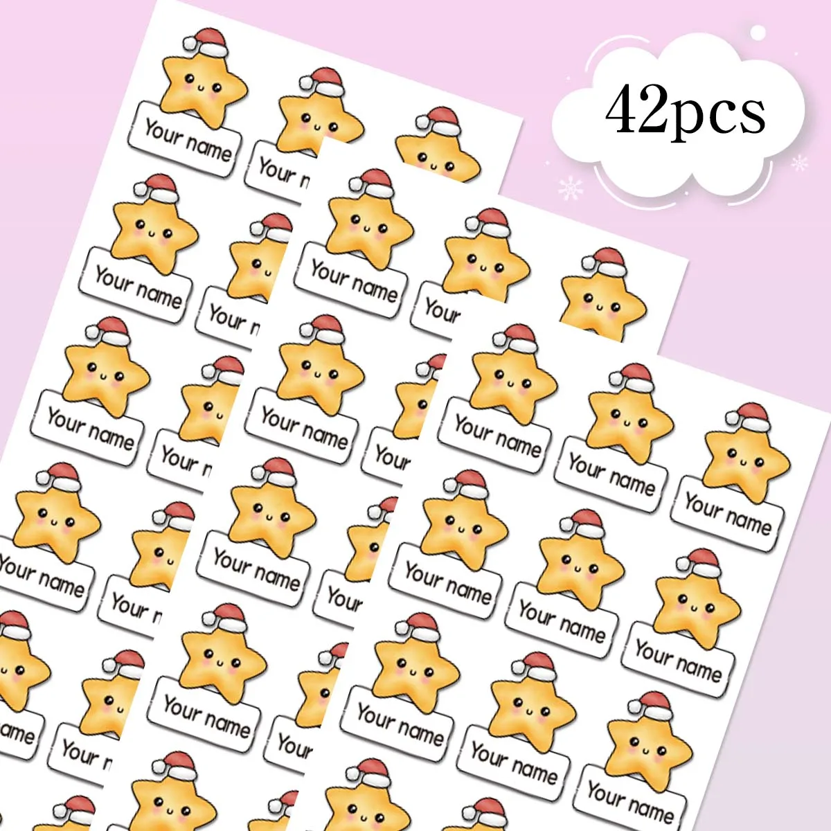 48/96pc Cartoon star Adhesive Personalized Bottom Stickers Textbook Stickers Personalized Tag Textbook Tag Customized Label