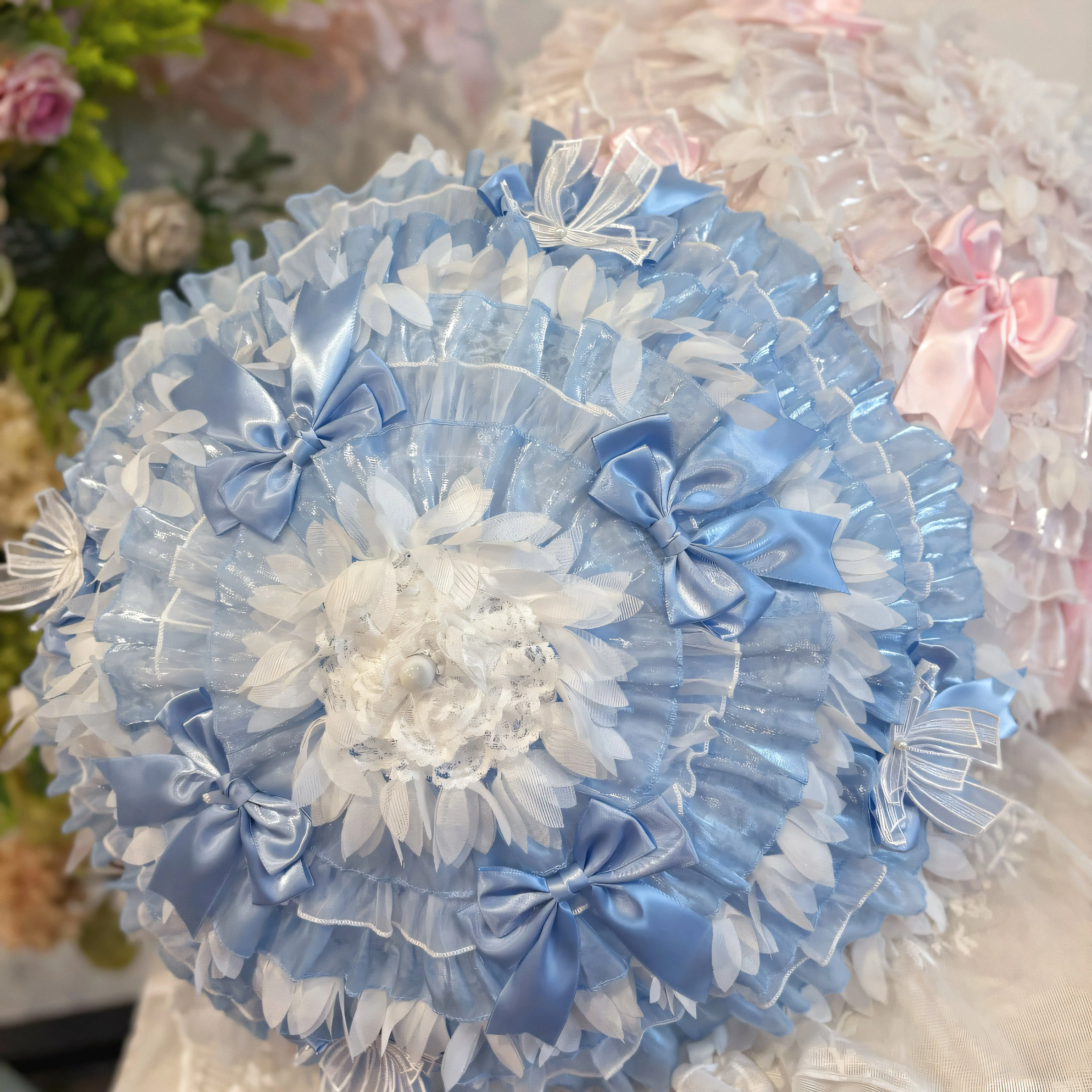 

lolita Anime Cosplay Lace Umbrella hand made Party Wedding Mori Girl Princess Parasol quadratic element Decoration