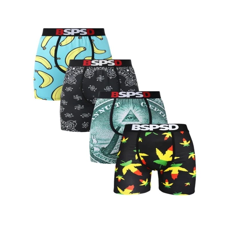 

4Pcs Sexy Underwear Boxers Funny Print Underpants Male Boxers Men's Panties Plus Size S-XXL Man Boxer Briefs Men Boxershorts