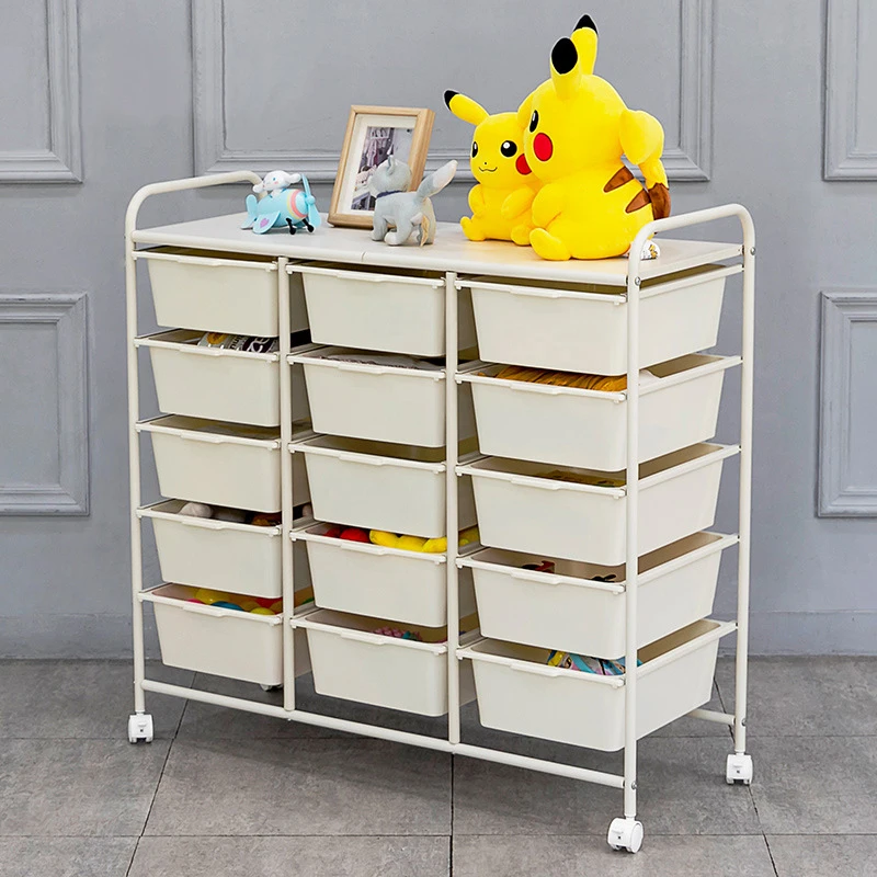 

Children's Modern Multifunction Furniture Toy Storage Living Room Organizer Removable Plastic Cart Drawer Cabinets Easy Standing