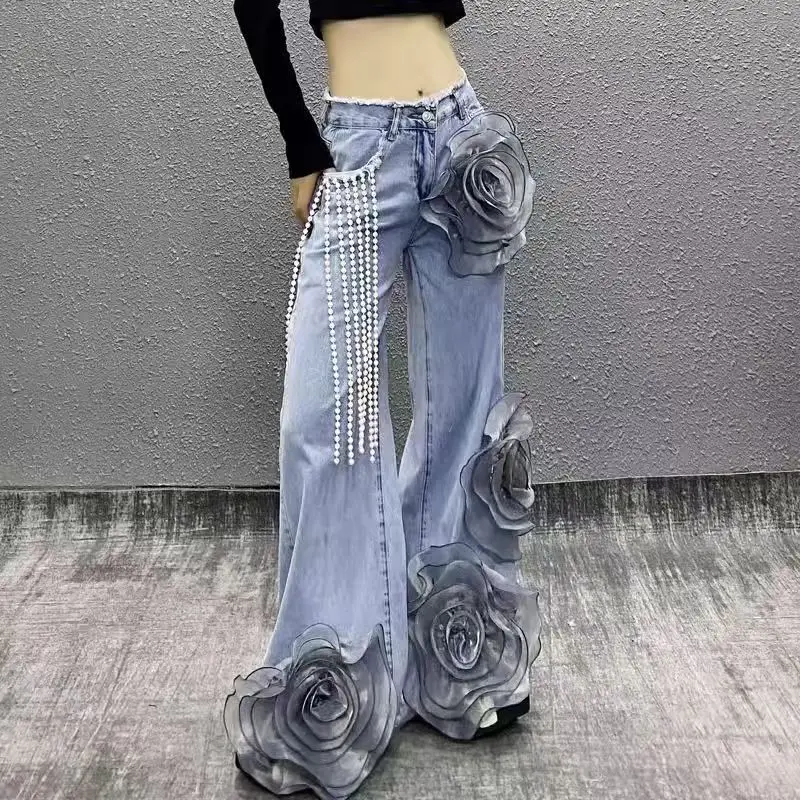 Vintage Basic Irregular Women's Jeans Washed Wide Leg Straight Denim Pants Baggy High Waist Asymmetrical Trousers Casual