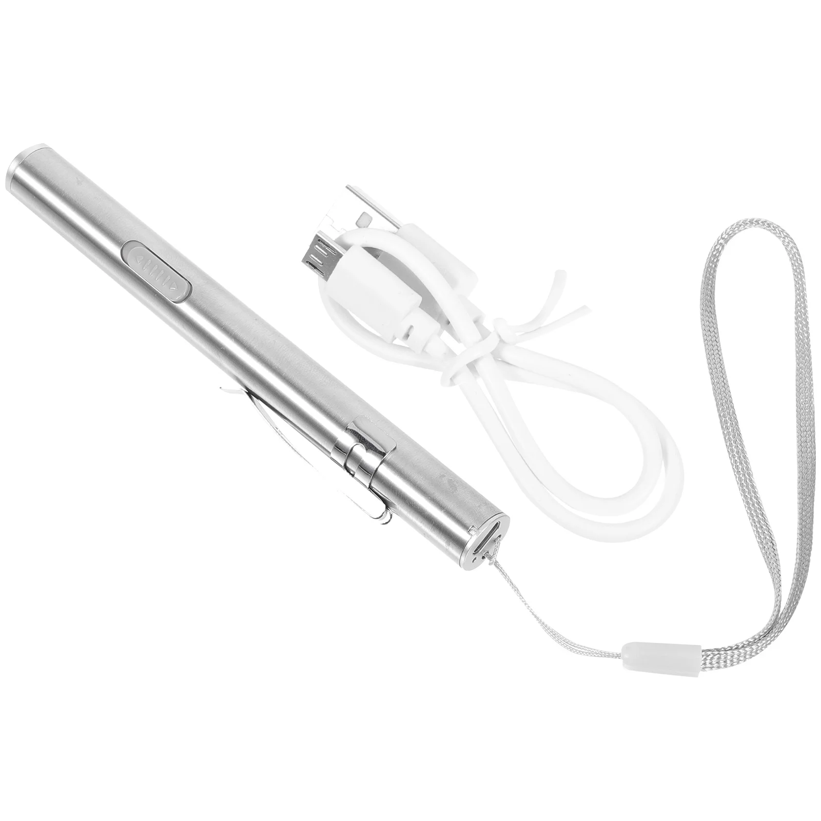 

USB Charging Port Flashlight Medical Small Silver LED Li-ion Solid Structure