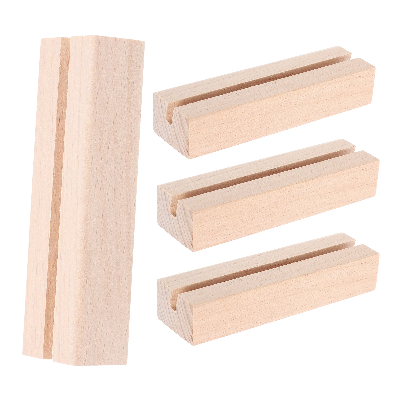 

4pcs Wooden Base Photo Holder Desk Stand Calendar Cards Signage Business Card Desk Display Wooden Stands For Display Picture