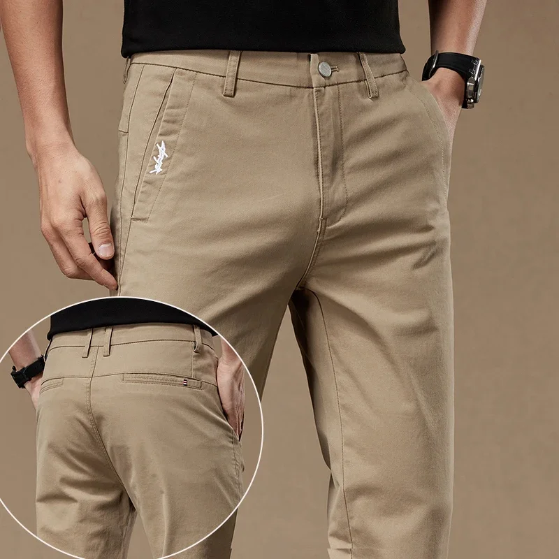 

Business Casual Trousers Men's 2024 Autumn New Stretch Cotton Work Pants Formal Straight Pants Male Clothes Black Gray Khaki