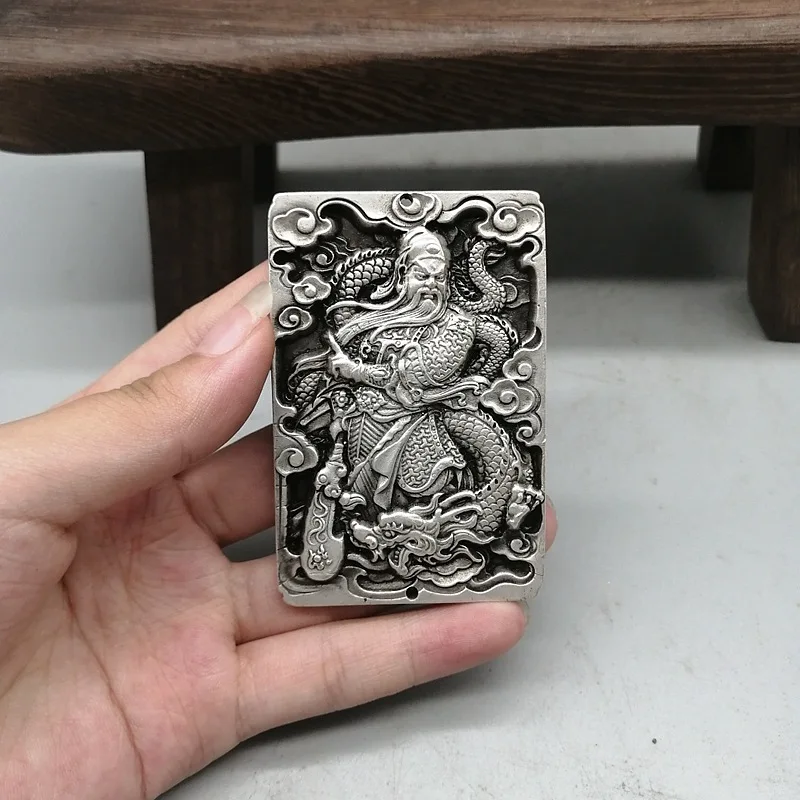 Antique Collection Antique White Copper Tag Retro Old Copper Guan Yun Chang Guan Gong Copper Pendant Token One-Piece Delivery