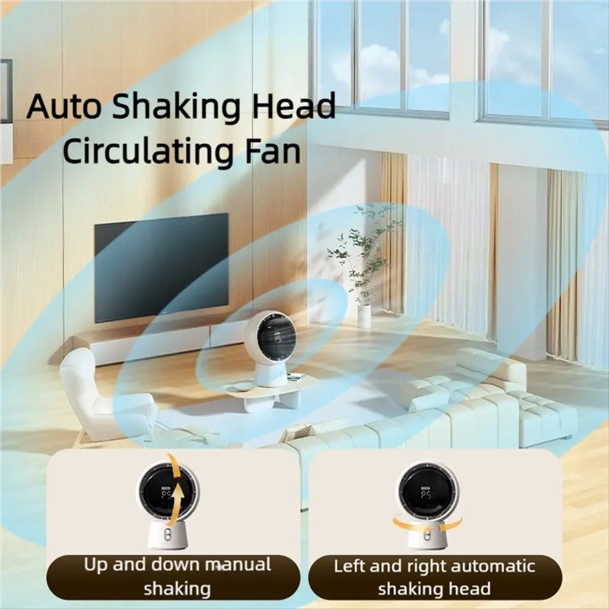 

A25I Mini Portable Bladeless Air Circulating Fan USB Rechargeable 5000mAh Battery 5 Gear Wind Home Cordless Table Fan(White)