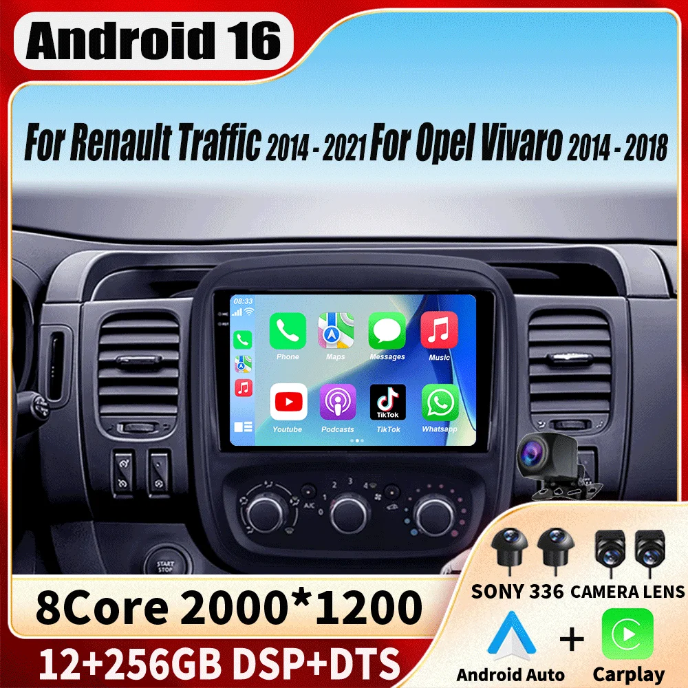 For Renault Traffic 2014 - 2021 For Opel Vivaro 2014 - 2018 For Nissan NV300 Android 16 Navigation Car Radio Multimedia Player