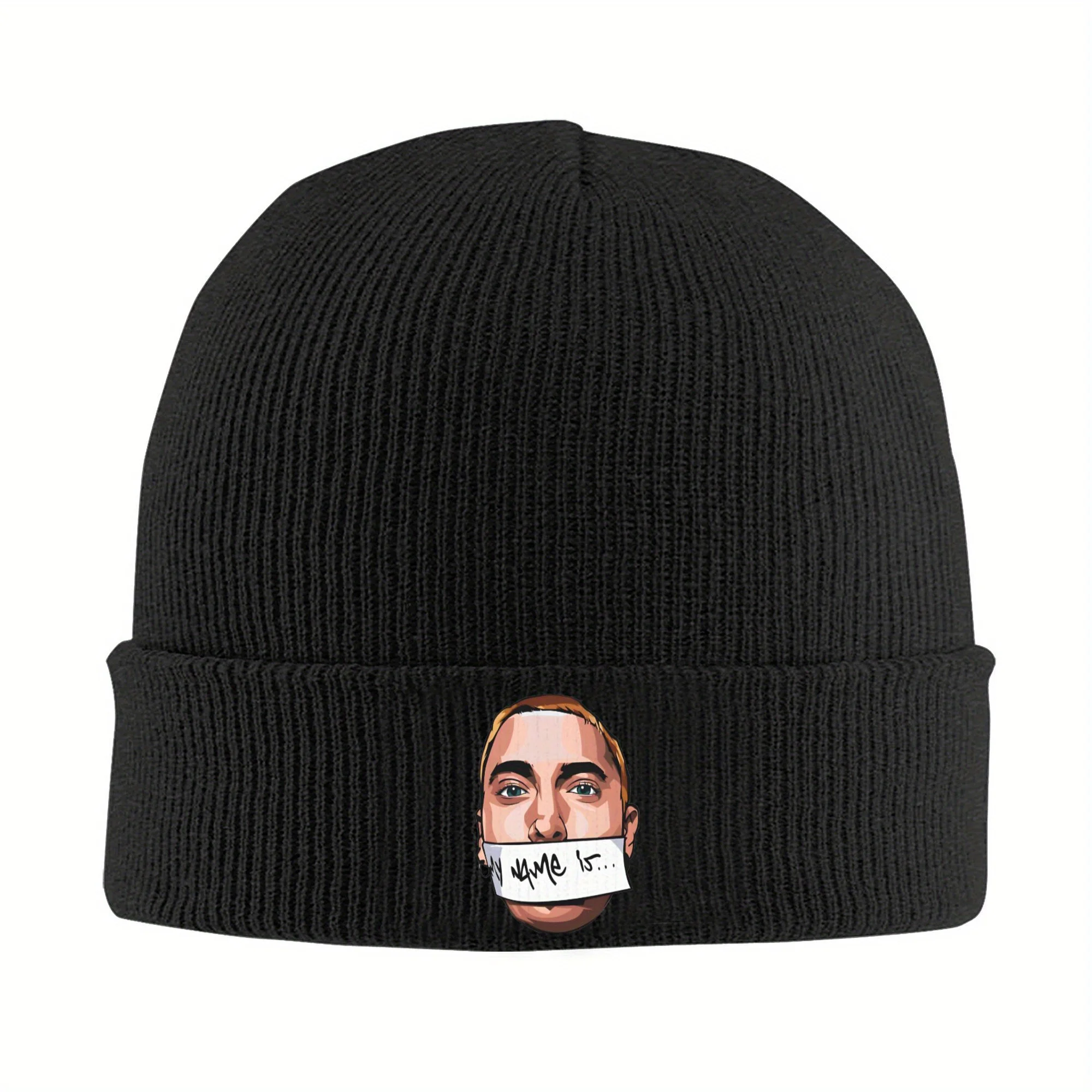 Gorros de Punto Eminem Tutt para Mujeres y Hombres, Gorros de Otoño e Invierno, Gorro Acrílico de Rapper Hip Hop, Gorra de Melón