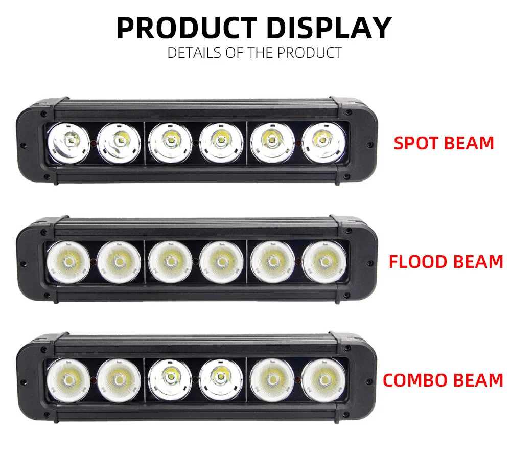 Single Row Led Light Bar Straight Driving Led Working Lamp Offroad Spot Flood  Combo10-30V Led Bar for Truck Boat UTV ATV Jeep