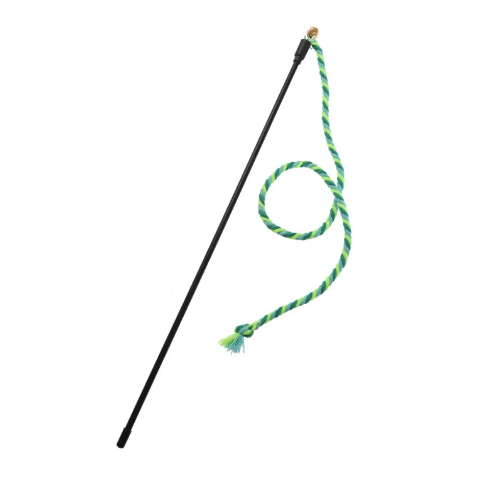 Durable with Bell Cat Wand Cotton Rope Interactive Play Cat Teaser Stick Bite Resistant Cat Wand Toy Adult Cat