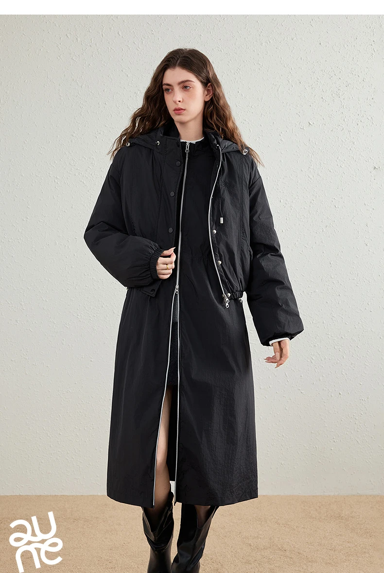 TOYOUTH Womens Down Jacket 2026 Winter New Three Wear Functional Design Hooded Outerwear With Dress Two Piece Set