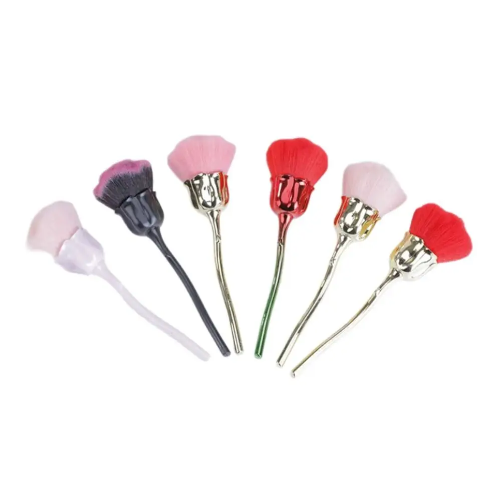 로즈 플라워 네일 아트 더스트 클리너 브러쉬 소프트 파이버 크리에이티브 메이크업 브러쉬 나일론 울 화장품 도구 파운데이션 브러쉬 네일 살롱