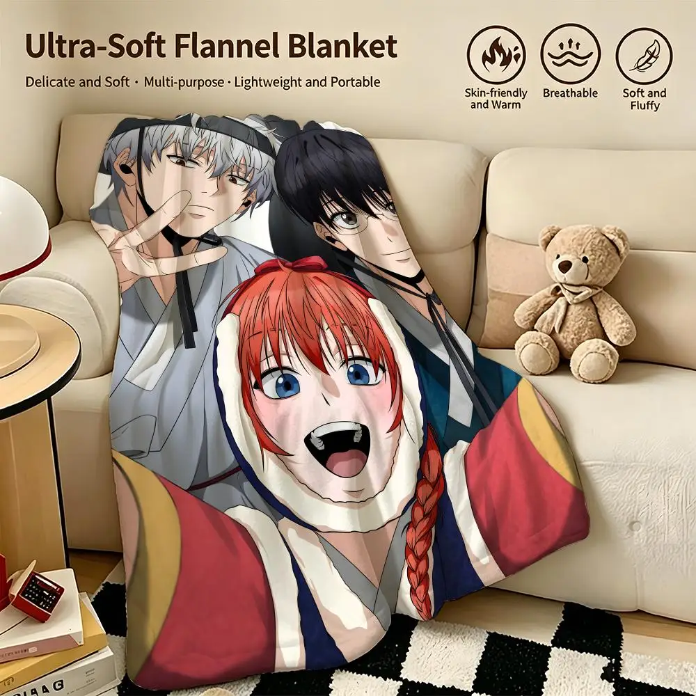 anime G-Gintama-a Throw Warm Soft Flannel Blanket, Multi-use for Sofa Bed Camping Travel Nap