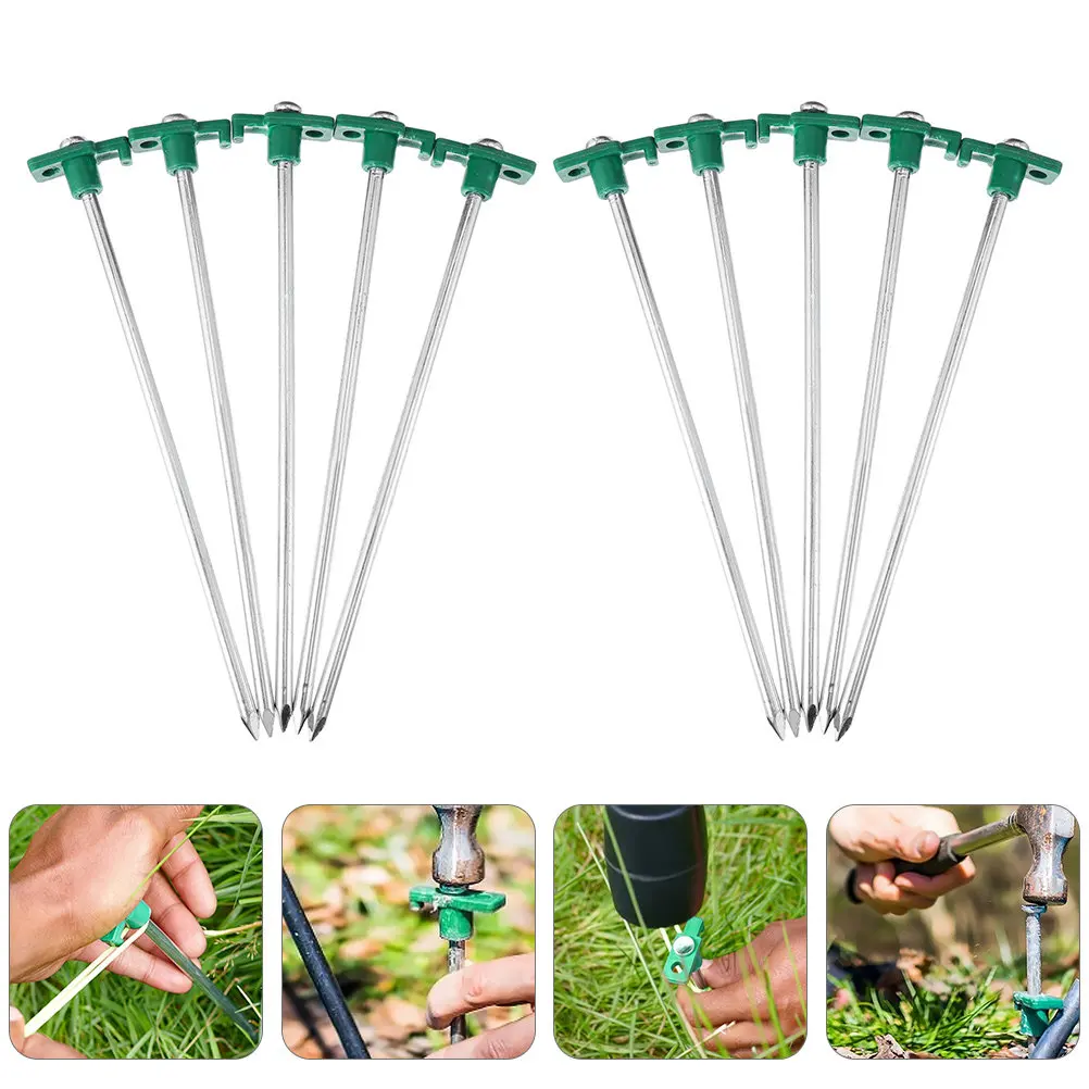 10Pcs Extra Long Stainless Steel Tent Pegs Heavy Duty Rust Proof Ground Stakes for Camping Hiking Tents Canopy Tarp Outdoor Use