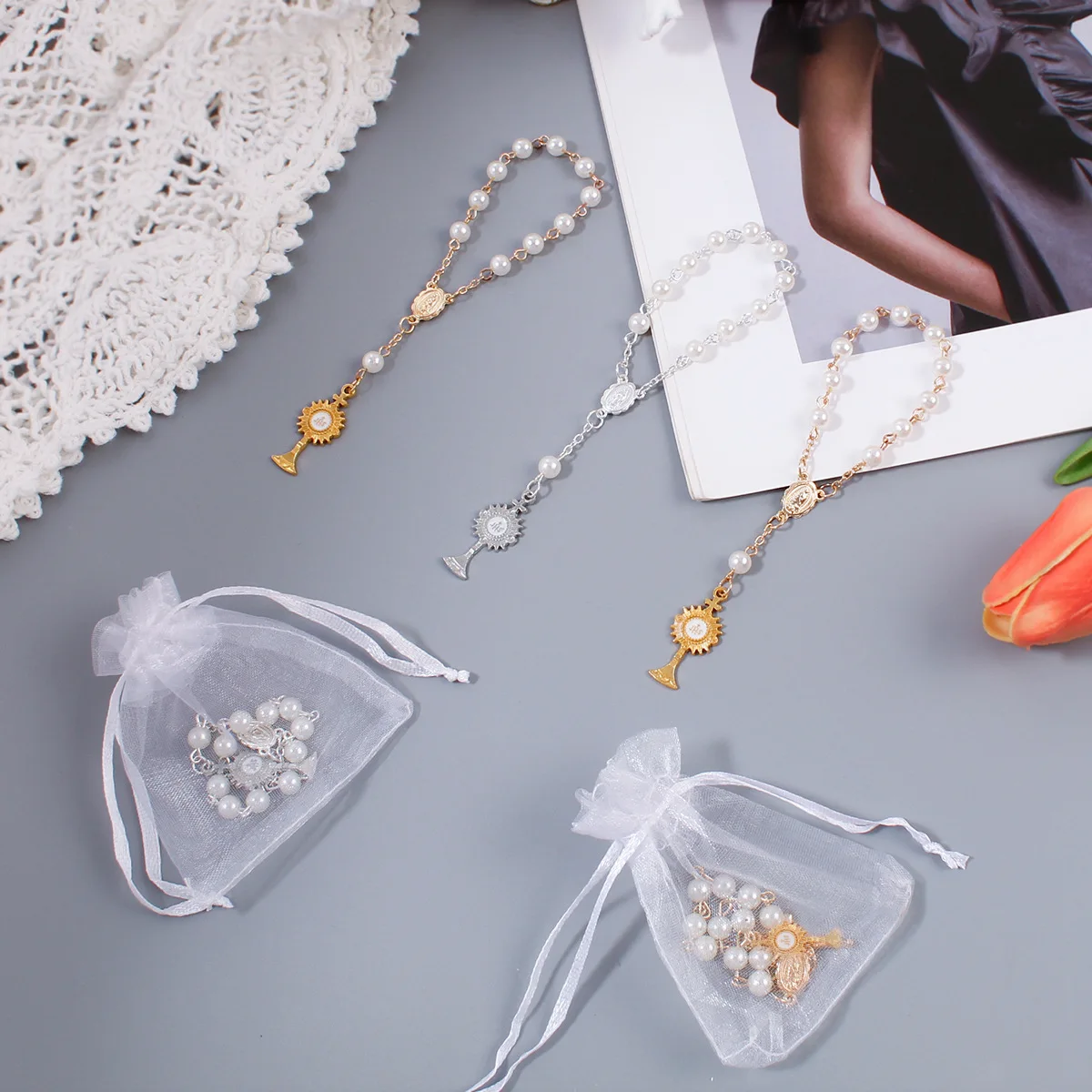 New Angel Baptism Pearl Party Bracelet Religious Cross Holy Grail Pendant Pray for blessings Jewelry Dropshipping
