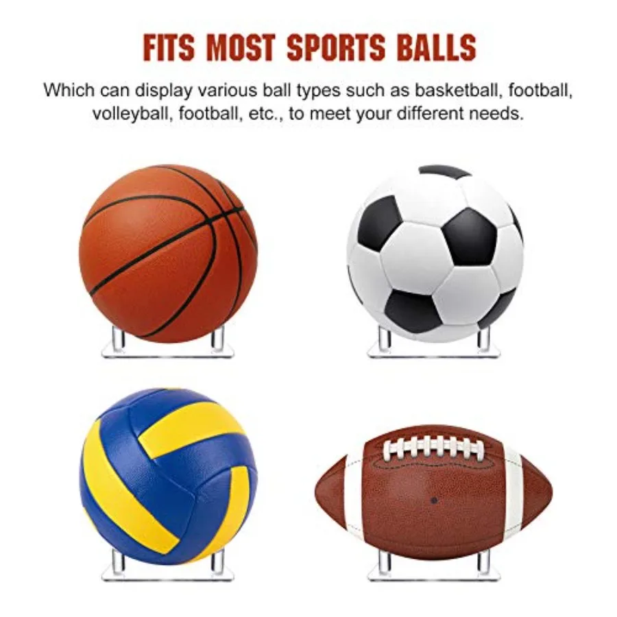 2 قطعة حامل كرة أكريليك عرض حامل كرة رياضية رف تخزين لكرة القدم كرة السلة الكرة الطائرة وكرة القدم شفافة