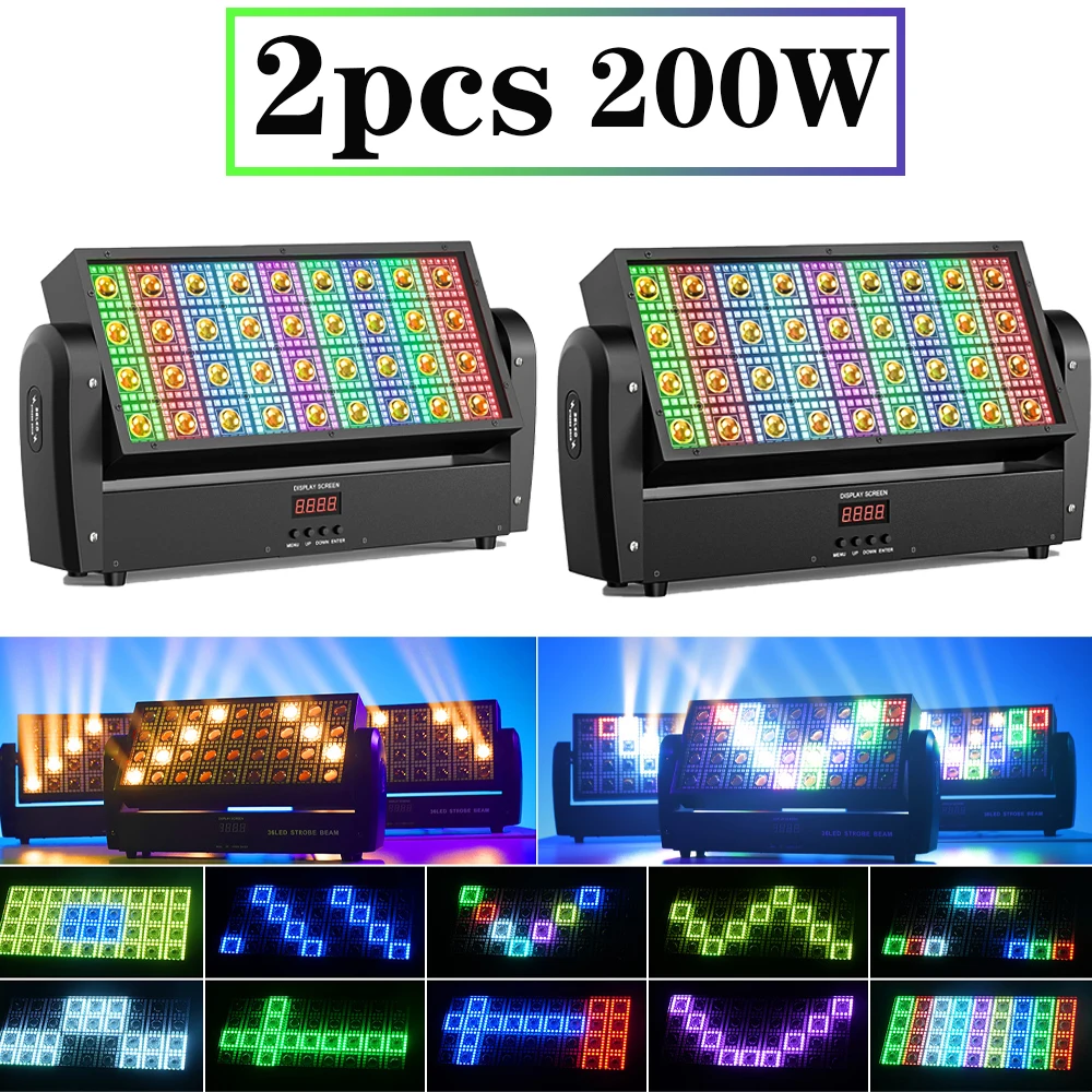 2pcs300w led estroboscópico rgbw efeito de feixe de lavagem cabeça móvel dmx512 controle único corrida de cavalos concerto clube noite festa iluminação de palco