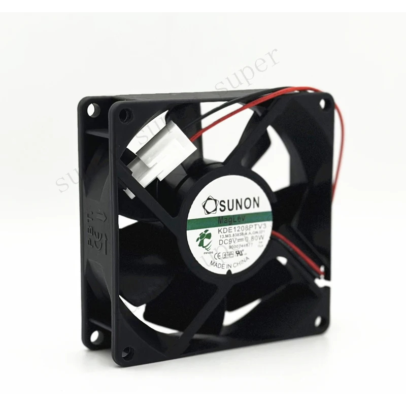 S+    SUNON KDE1208PTV3 9V/12V 0.06A 0.8W 8025 8CM 2-PIN Magnetic Levitation Fan