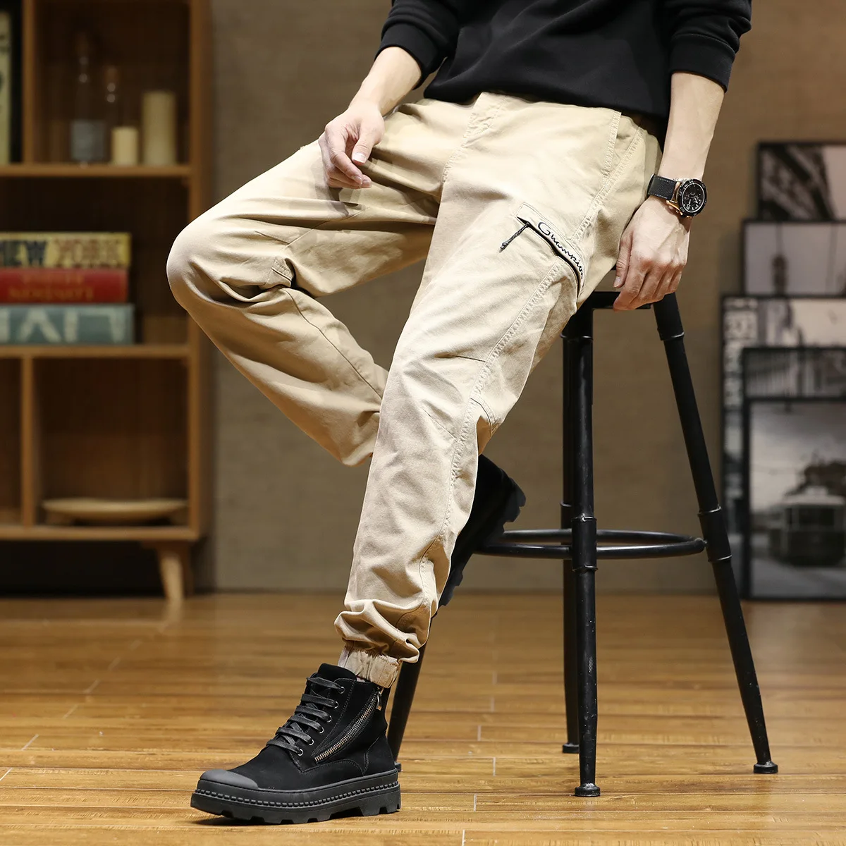 แฟชั่น Joggers Overalls ผู้ชายลำลองหลวม Baggy Cargo กางเกง Streetwear กระเป๋ากางเกงยุทธวิธีเสื้อผ้า