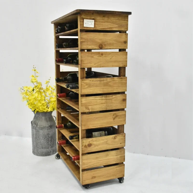 Luckywind Modern Farmhouse Storage Bottle Wine Furniture Wood Cabinet Rack Living Room Furniture Antique Home Furniture European