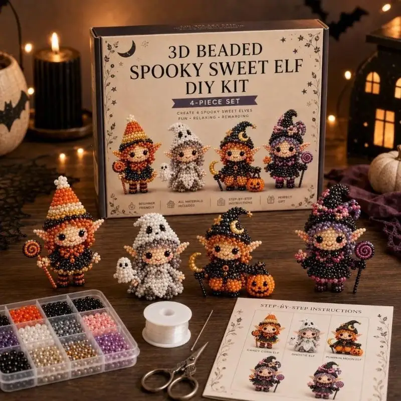 3D Beaded Forest Elf DIY Craft Kit Easy to Assemble Set for Home Crafting Kids Party Activity Creative Birthday Gift for Girls