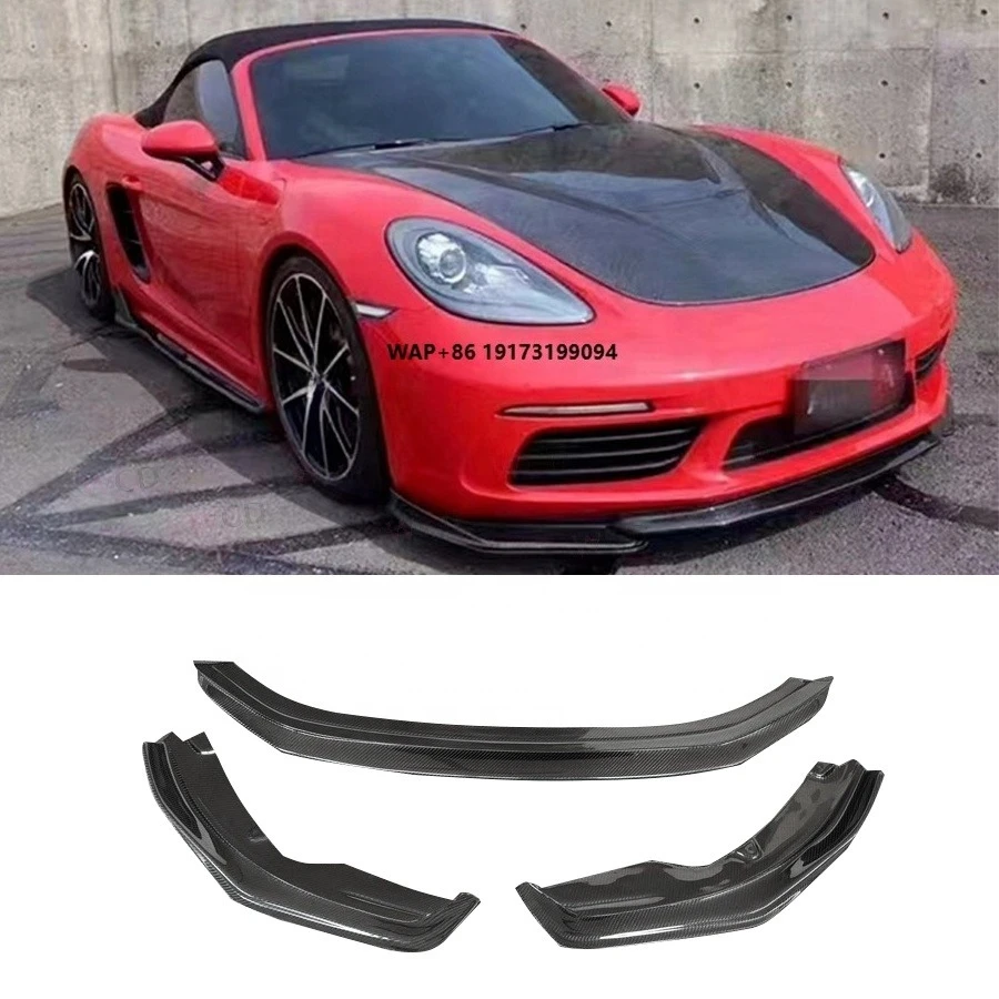 

High Quality A-Style Carbon Fiber Front Lip Spoiler for Porsche-718 Boxster Cayman 2016+ New Body Kits Front Bumper Lip Splitter