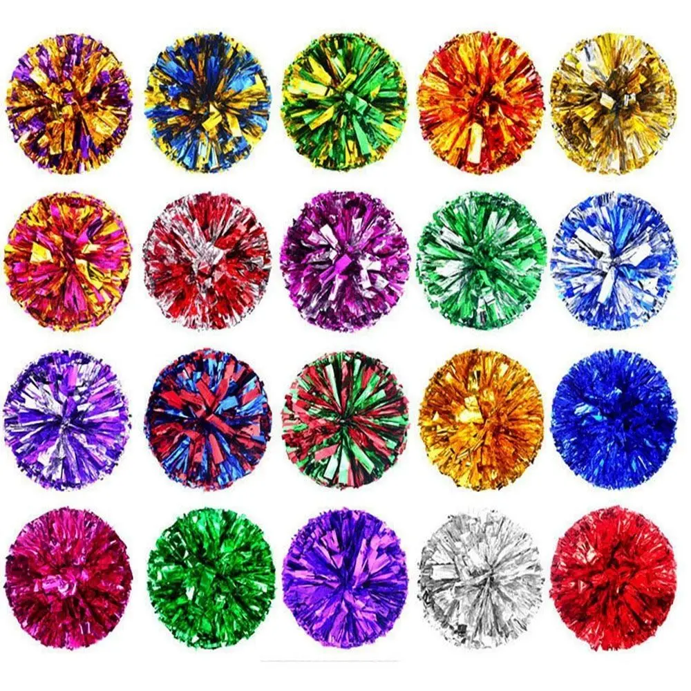 

25cm Kids Game Pom Poms PET Multicolors Cheering Ball Come On Props Sports Match Vocal Ball Dance Party Concert Decorator