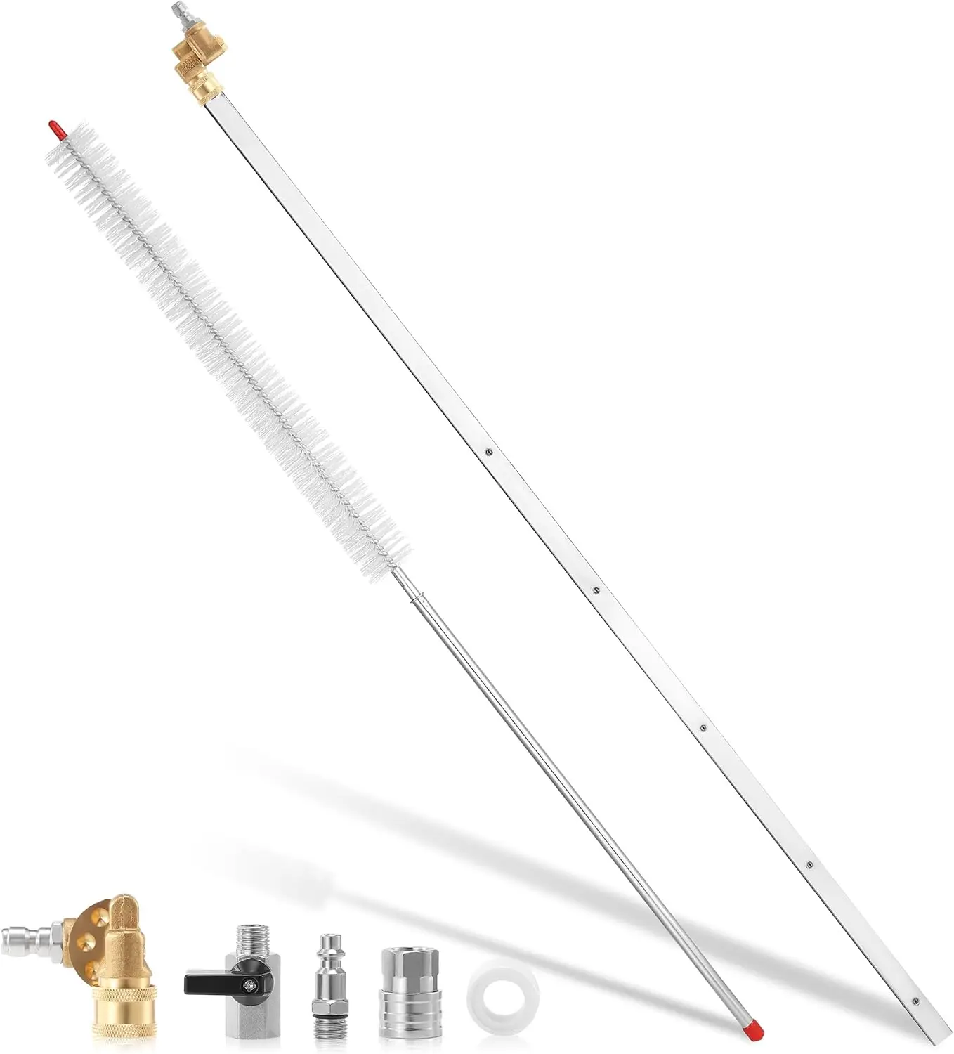 

Портативная чистящая палочка радиатора 40 футов с 5 насадками для автомобиля и грузовика