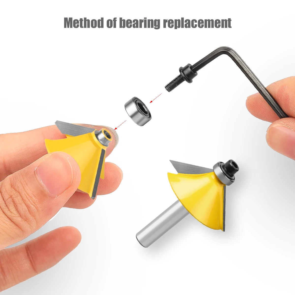 Router Bit Ball Bearings Guide Milling Cutter Bearing Wrench Set Head and Shank Bearings Accessories Kit 4.76mm 6.35mm 12.7mm