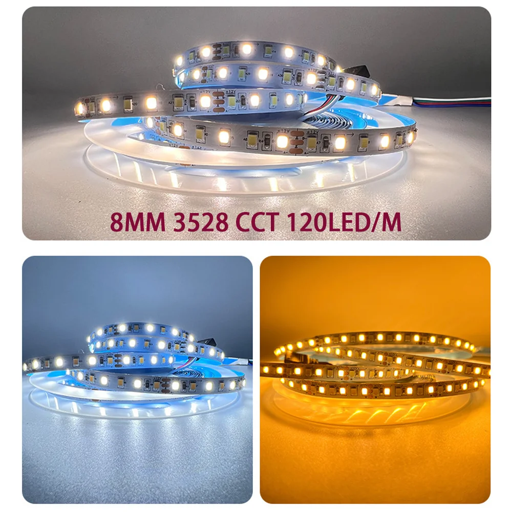 12V 24V 5M SMD 5050 3528  WW/CW RGBCCT 60leds/m 96leds/m 120leds/m 5 Colors In 1 Chip CW+RGB+WW Led Strips Flexible Tape Light