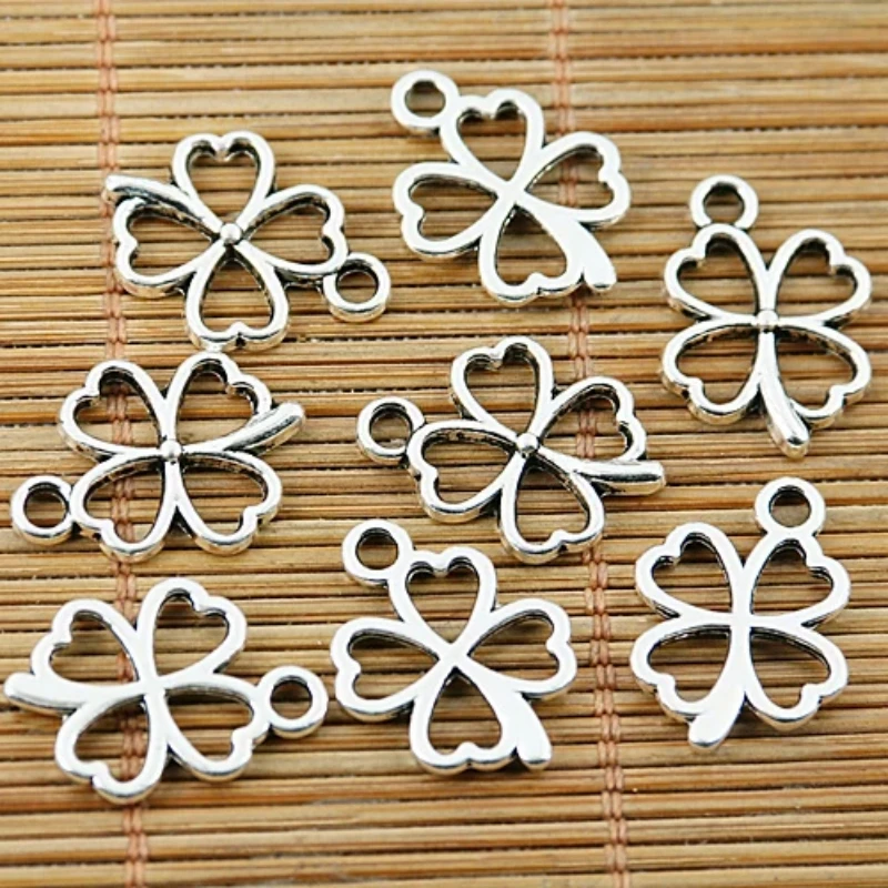 

20pcs 20*13MM Tibetan Silver Tone Hollow Lucky Leaf Design Charms EF1506 Charms for Jewelry Making