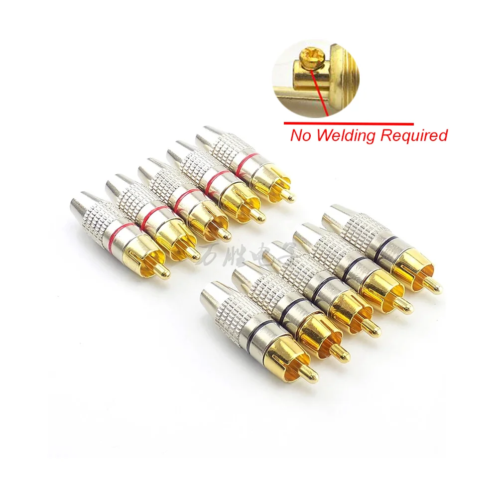 

2 шт.-8 шт./лот, бесплатная сварка, позолоченная розетка Rca Lotus, AV аудио линия, красный, черный разъем усилителя динамика