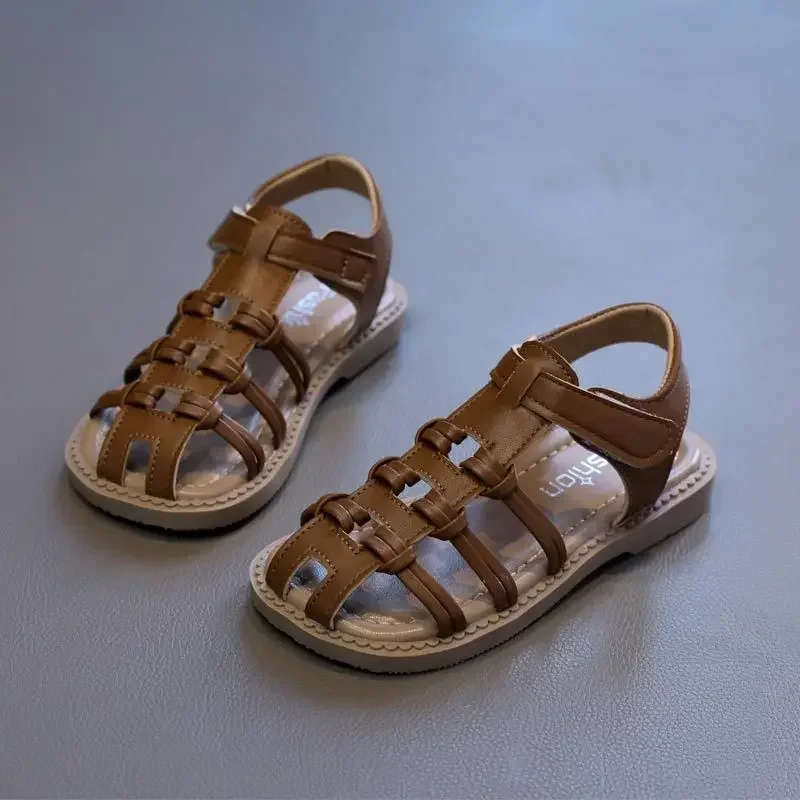 

Children Shoes Girl Sandals Woven Summer New Trend Gladiator Slipper Baby Soft-soled Princess Flats