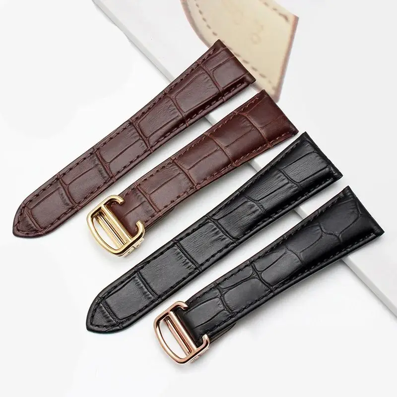 18 20 22mm 23 24 25mm For Cartier TANk London CALIBRE Genuine Leather Watchband cowhide Folding Watch Strap men women Bracelet