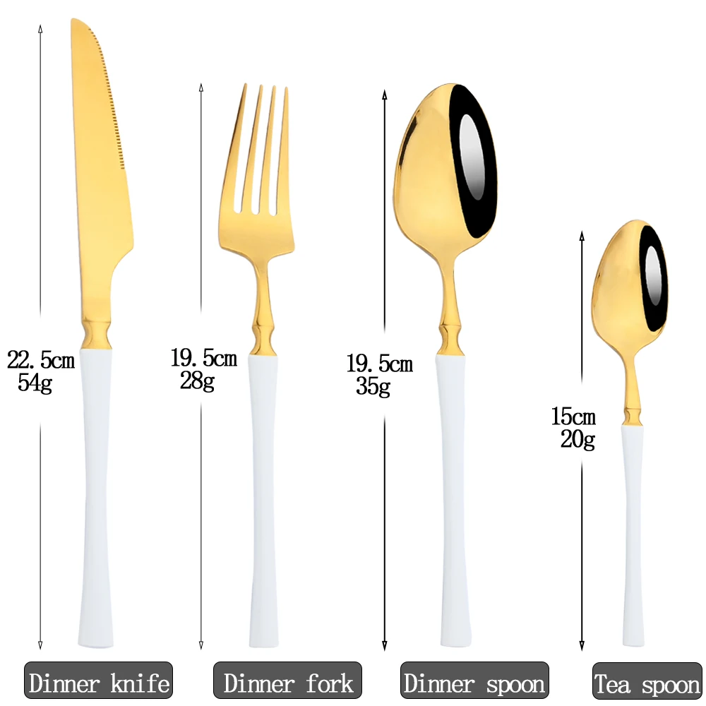 24 Piece Cutlery Set Stainless Steel Dinnerware Mirror Spoon Fork Knife Kitchen Dinner Set Complete Home Flatware Tableware Set