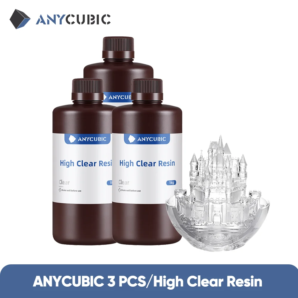 ANYCUBIC 3KG High Transparency UV Resin 405nm Photopolymer Resin Long-lasting Clarity for 3d Printing Clear Materials