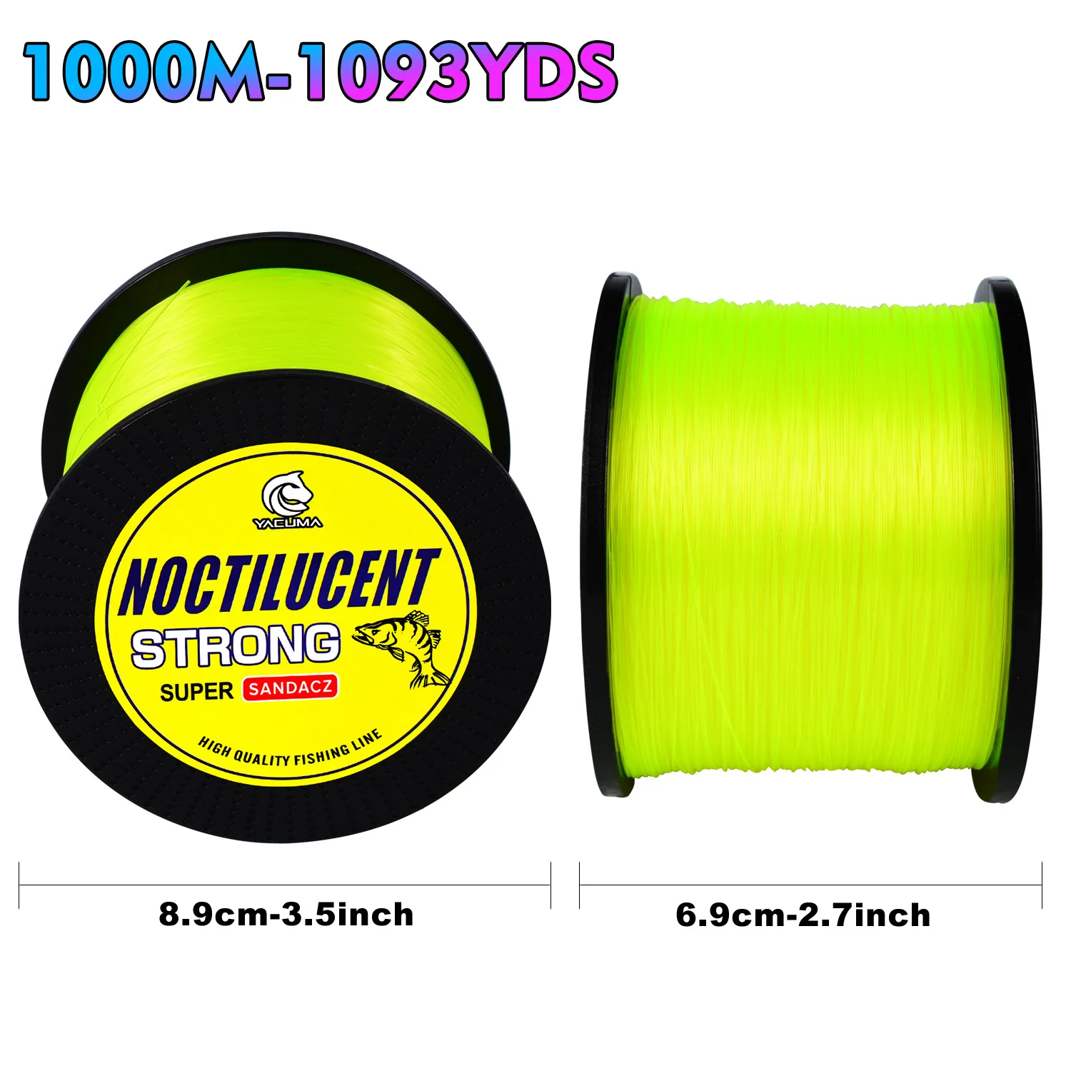 YACUMA 1000M-1093YDS Fluoreszierend Gelbe Monofilament Angelschnur Nachtleuchtende Starke Nylon-Vorfachschnur Karpfenangel-Ausrüstung – Detail 3