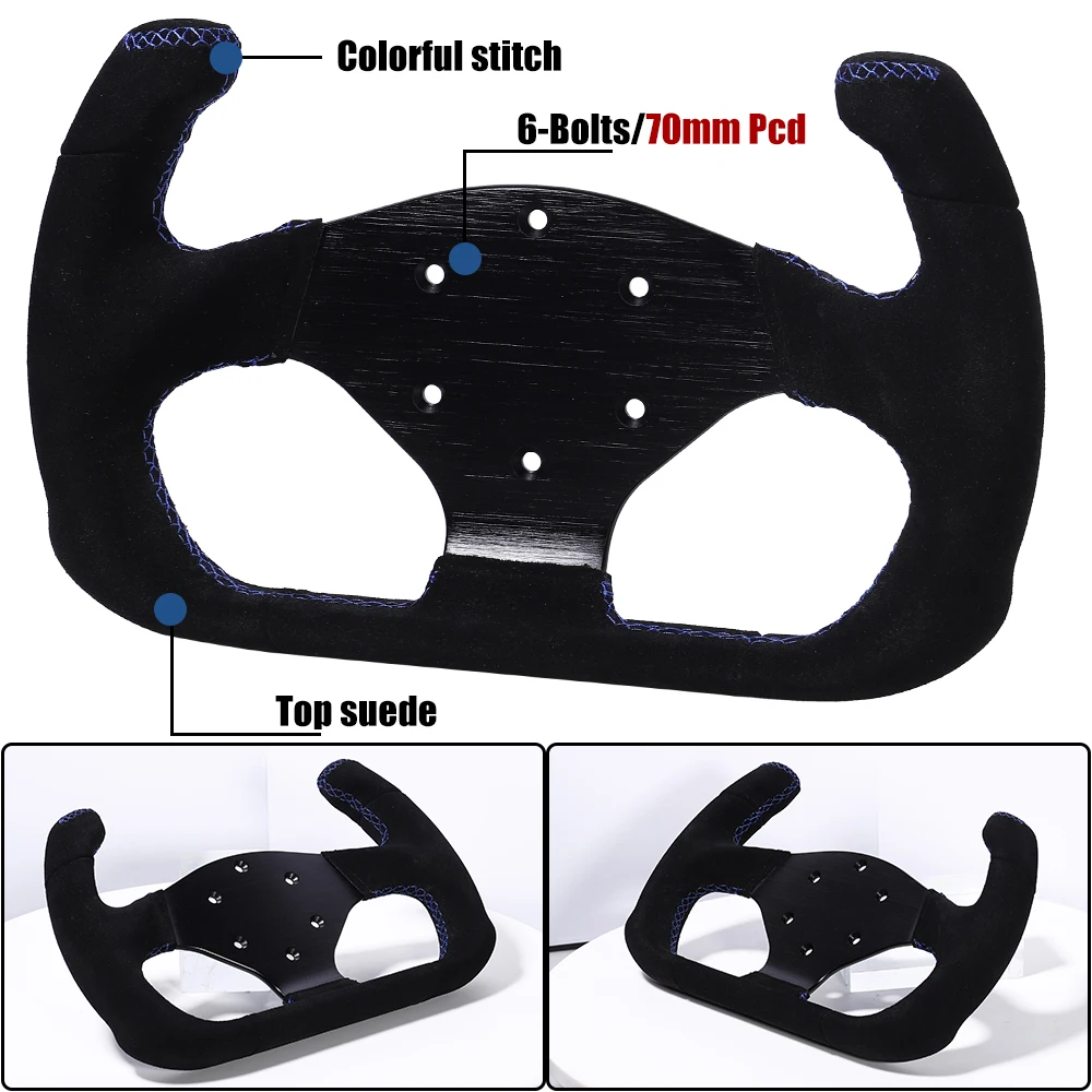 12Inch 300mm GT Steering Wheel Flat Suede Car Drift Sim Racing Steering Wheel Control 70mm/PCD 6061-T6