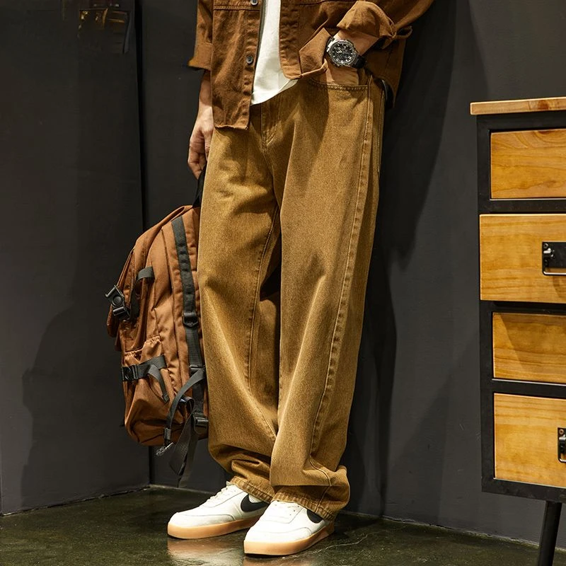

Vintage Jeans Men High Quality Stretch Straight Wide Leg Denim Pants Casual Retro Biker Jeans Man Loose Trousers Hiphop D65