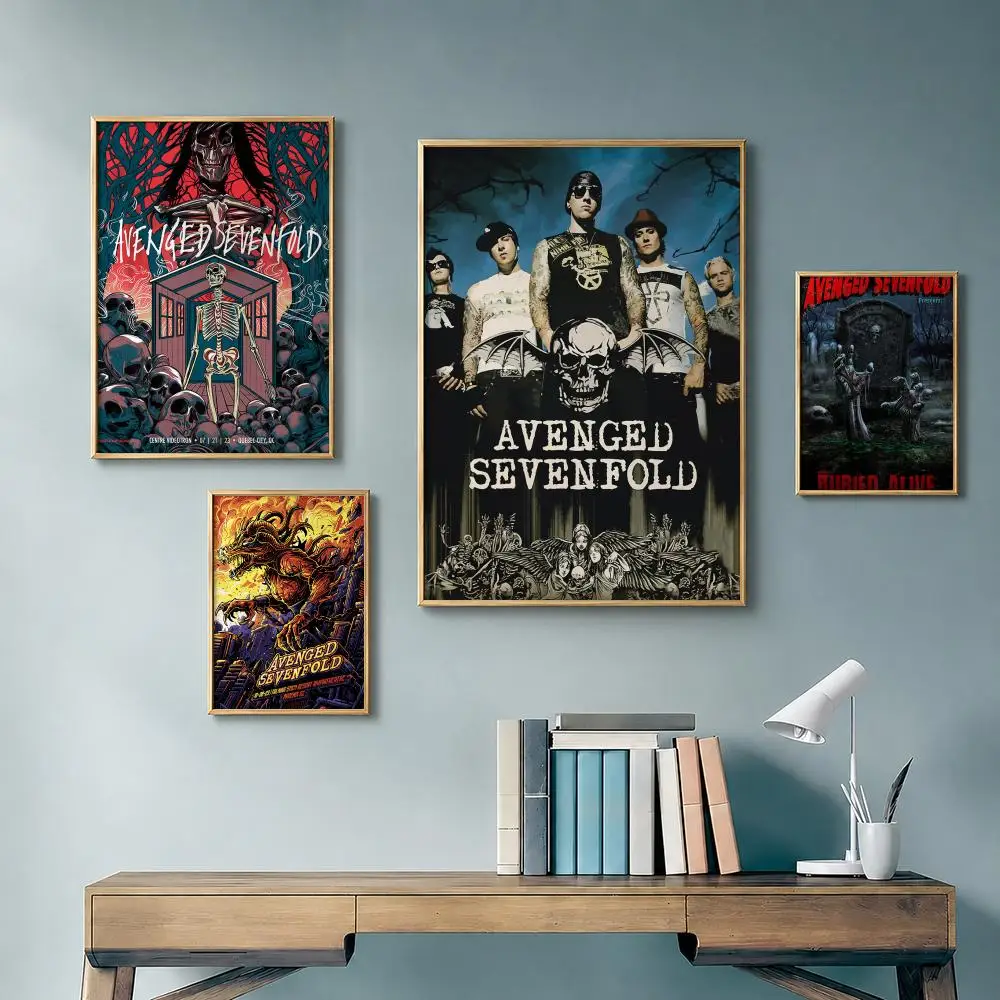 Rock Band A-Avenged SevenfoldS Poster Vintage Retro Anime Poster Stickers Peel and Stick Wall Art Home Decor