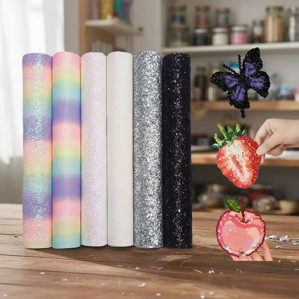 6 Stück/Set Schmelzperlen Regenbogen Glitzer Backtuch Glänzendes Antihaft-Schmelzperlen-Backtuch Hitzebeständig Wiederverwendbar