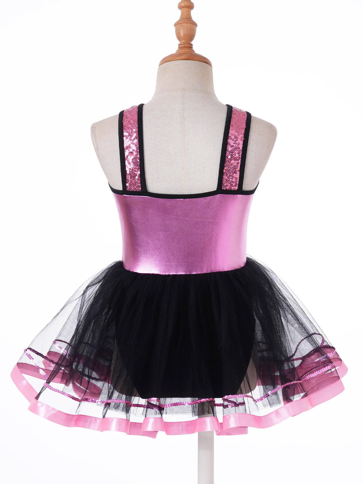 6-16Y Meisjes Ballet Dans Jurk Gymnastiek Turnpakje Ballerina Tutu Mouwloze Shiny Sequin Mesh Party Dancewear