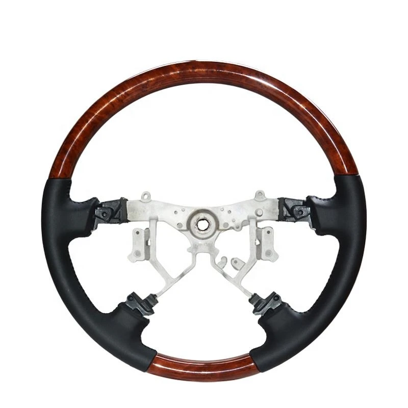 For Toyota Land Cruiser FJ100 03-07 Prado FJ120 03-09 Corolla 03-07 Camry 04-06 Alphard 20-08 Leather Wooden Steering Wheel