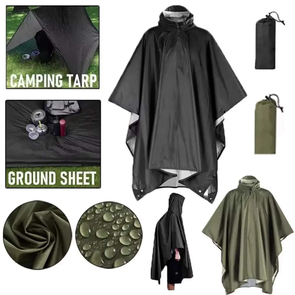 

Multifunctional 3 in 1 Cycling Rain Poncho Waterproof Hooded Riding Raincoat Front Pocket Portable Rainwear Tent Outdoor