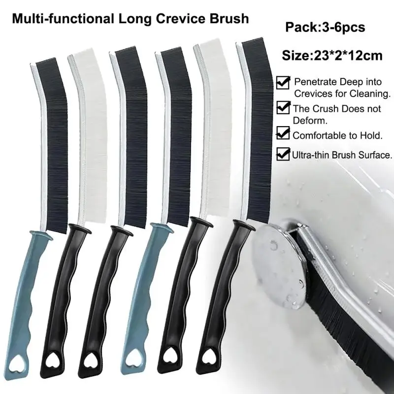 3/6PCS Multifunctional Crevice Cleaning Brush Kit, Bathroom Cleaning Tool, Grout Cleaner, Hard Bristle, Crevice Gadget